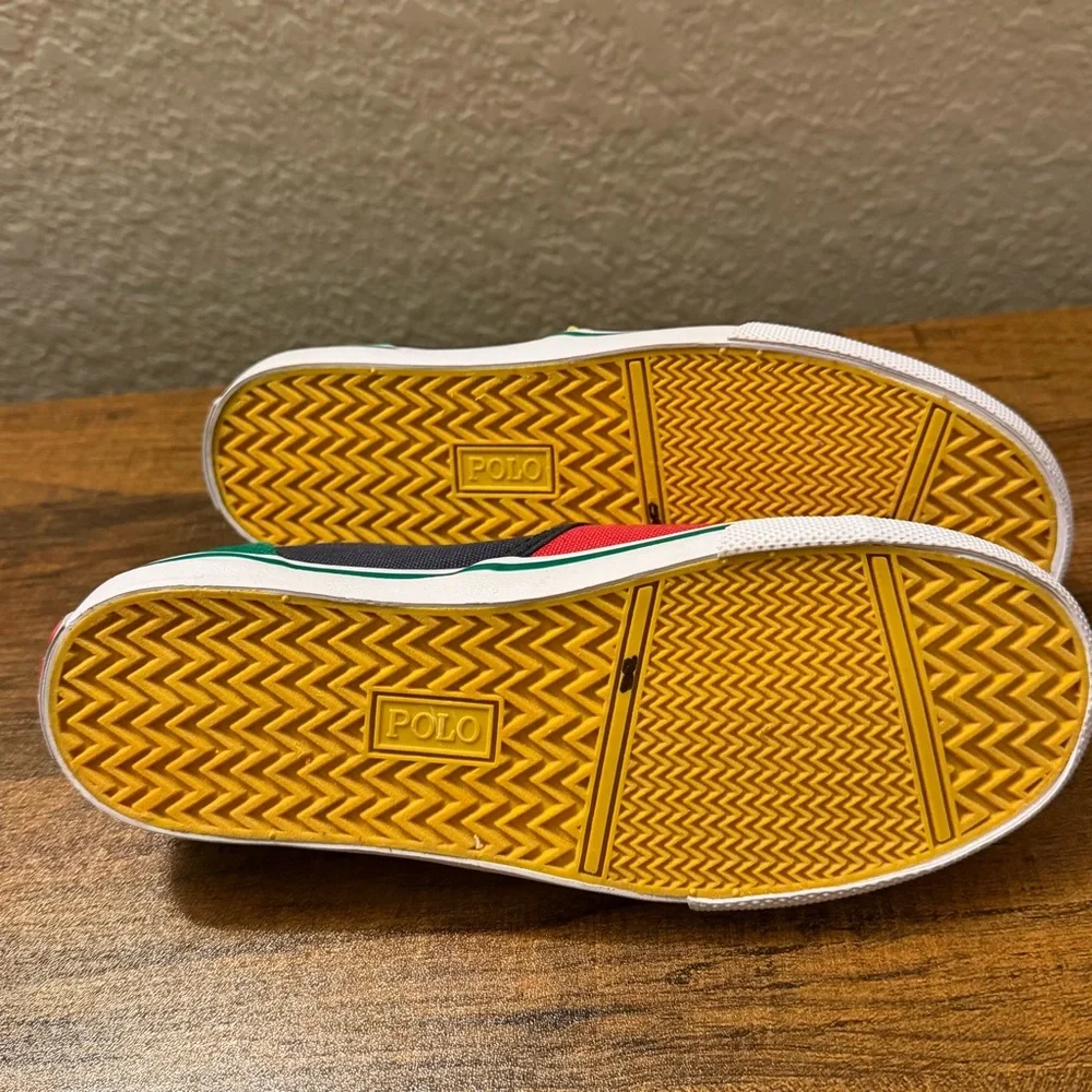 Polo Ralph Lauren Shoes Kids 3 Landyn Slip On P-Wing Logo Patch Canvas Preppy